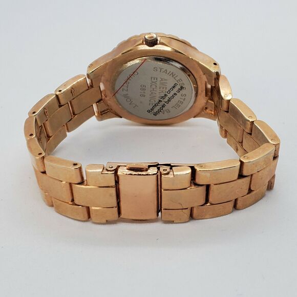 American Exchange 34MM Women's Watch White Dial Gold Bracelet 7" New Battery - Picture 6 of 11